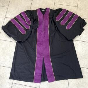 Graduation Doctoral Teacher Gown Professor Faculty Regalia Purple Black size 51